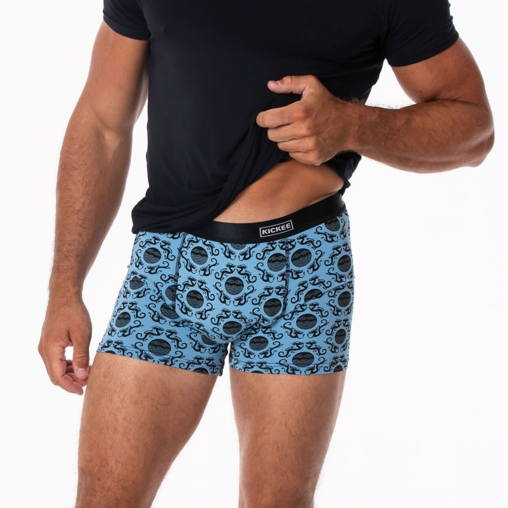 KicKee Men's Boxer Briefs-Dream Blue Four Dragons-Size XLarge-NWT